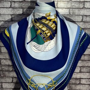 Gratis verzending Authentieke zijden sjaal 'Chateaux d'Arriere' (34 x 35 inch) h 11477
