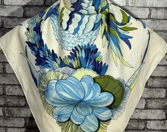 Gratis verzending Authentieke Hermes “Tahiti” zijden sjaal (34”x35”) H
