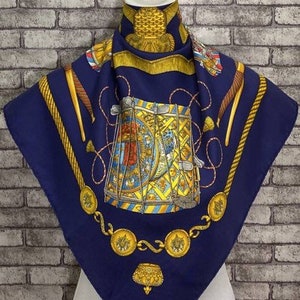 Free DHL EXPRESS Authentic Hermes “Les Tambours” silk scarf (34”x35”)H5787