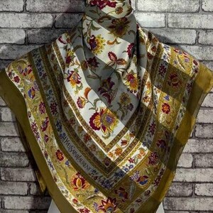 Free shipping Authentic YvesSaintLaurent   silk scarf (33”x34”) C10379