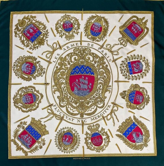 Free Shipping Authentic Hermes “ Les Armes De Paris” Silk