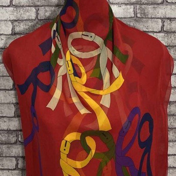 Free shipping Authentic Roberta Di Camerino silk scarf (23.5”x58”) R7177