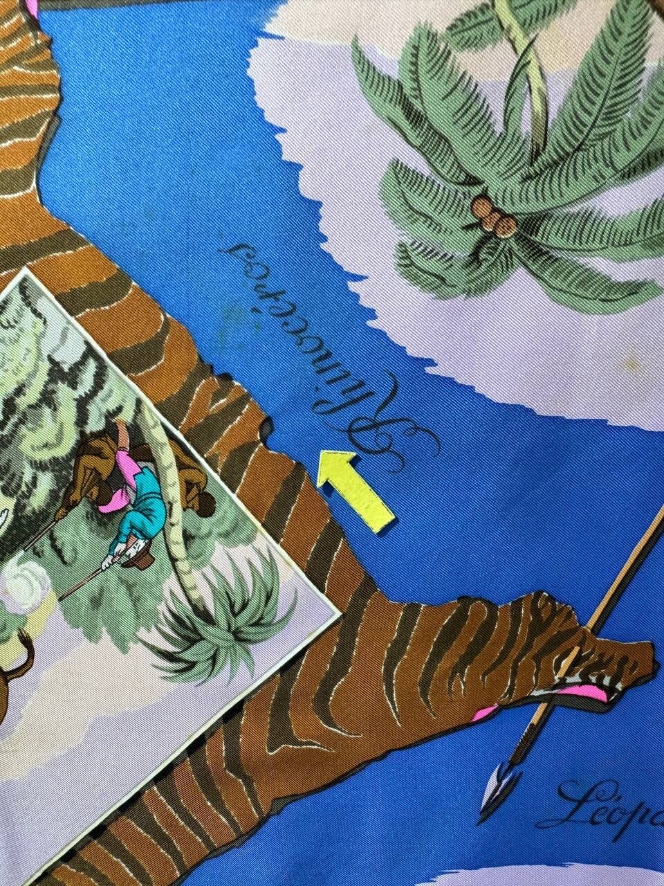 Free Shipping Authentic Hermes “la Chasse En Afrique” Silk