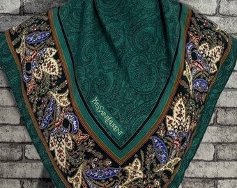 Free shipping Authentic YvesSaintLaurent  silk scarf (33”x34”) C