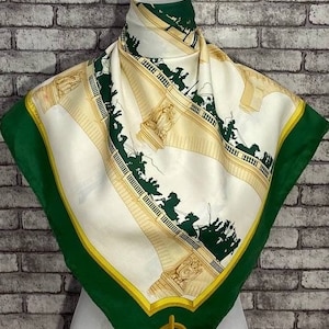 Livraison gratuite Authentique foulard en soie Hermès « Les Ponts de Paris » (34 x 35 po.) H8225