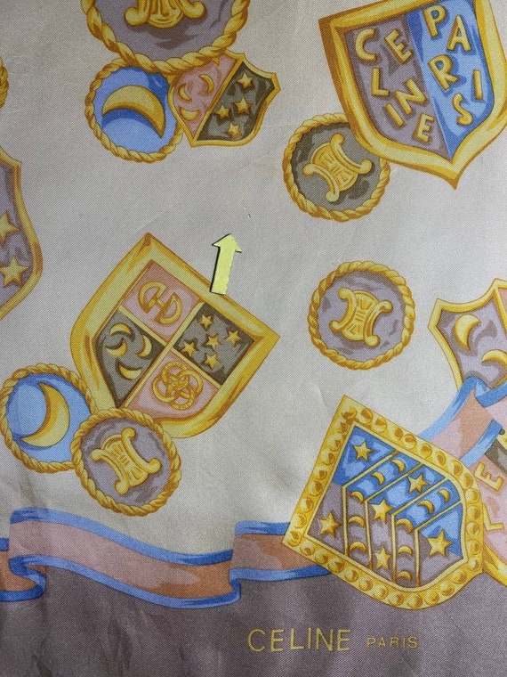 Free shipping Authentic Celine silk scarf (33”x34… - image 3