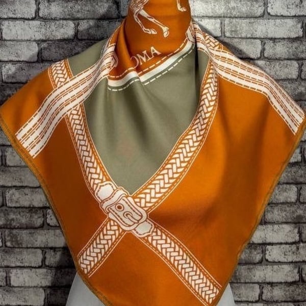 Free shipping Authentic Fendi  silk scarf (33”x34”) C