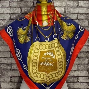 Free shipping Authentic Hermes “Cliquetis”  silk scarf (34”x35”) H 8397