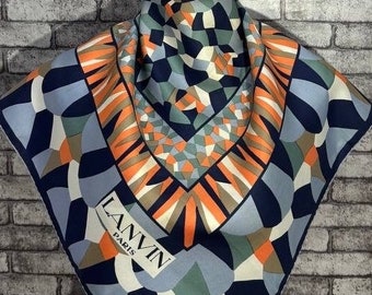 Free shipping Authentic Lanvin  silk scarf (30”x30”) C