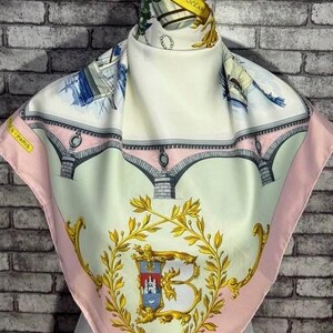 Free  FedEx Authentic Hermes “Bordeaux Porto Oceane”  silk scarf (34”x35”) H11140