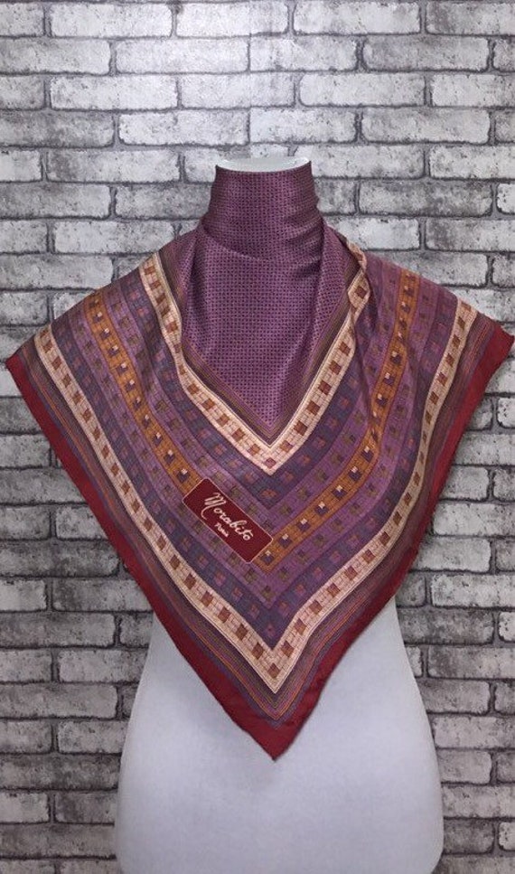 Free post Authentic Morabito  silk scarf (33"x34"… - image 1