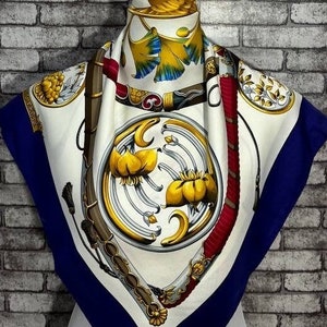 Free DHL EXPRESS  Authentic Hermes “Daimyo” silk scarf (34”x35”) H9060