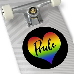 LGBTQ Round Vinyl Stickers. Rainbow Pride Heart. LGBTQ Pride Sticker. Rainbow Pride Sticker