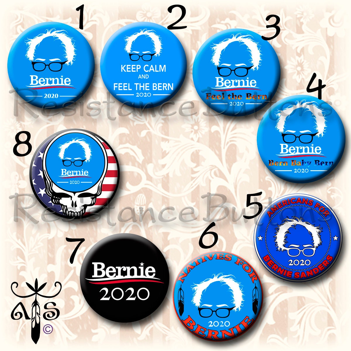 new old stock Bernie Sanders for President pinback button 2.25/"