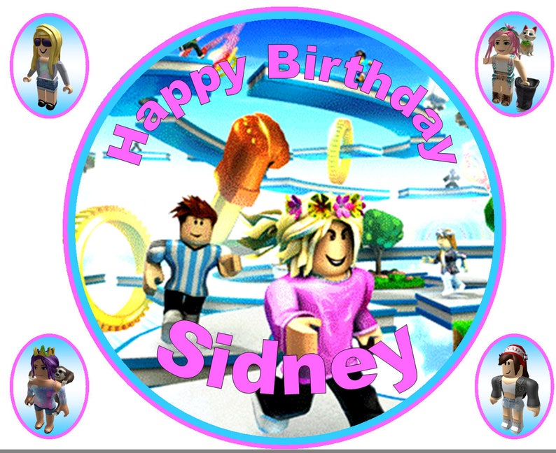 Roblox Girl Avatar Edible Cake Topper Icing Cake Design Frosting Cake Topper Round - 