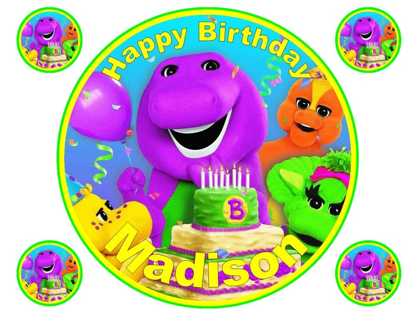 Barney Round Edible Cake Topper Icing Cake Design Frosting Cake Topper - roblox barney loud