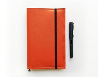 Tangerine Orange Moleskine L Cover / Leather Cover for Moleskine Large size Planners and Notebooks