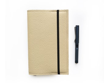 Cream Yellow Moleskine L Cover / Leather Cover for Moleskine Large size Planners and Notebooks