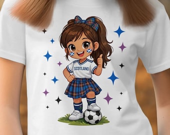 スコットランドサッカーTシャツ：スコットランドの女の子のナショナルプライドTシャツ、子供と家族へのサッカーファンギフト