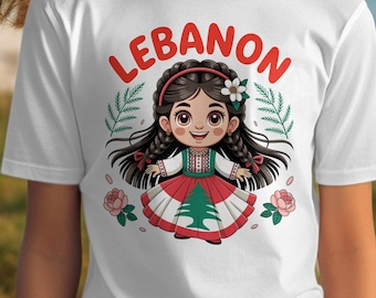 Camiseta de chica libanesa, atuendo tradicional de cedro, camiseta de orgullo cultural