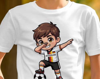 ドイツサッカーTシャツ：ちび選手ダブデザイン、ドイツサッカーファンTシャツ