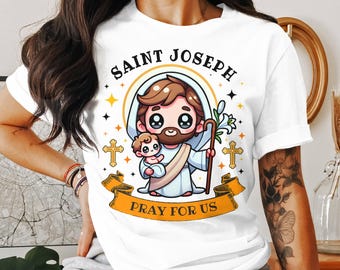 Camiseta de San José: ropa cristiana católica, regalo religioso