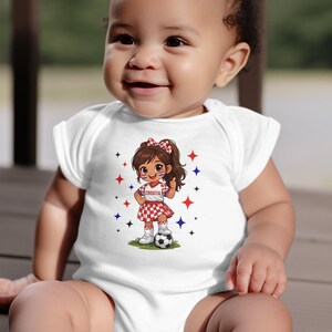 Baby onesie with Croatia flag, soccer ball, and stars graphic.