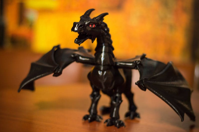Articulated Black Dragon Dragon figure Etsy