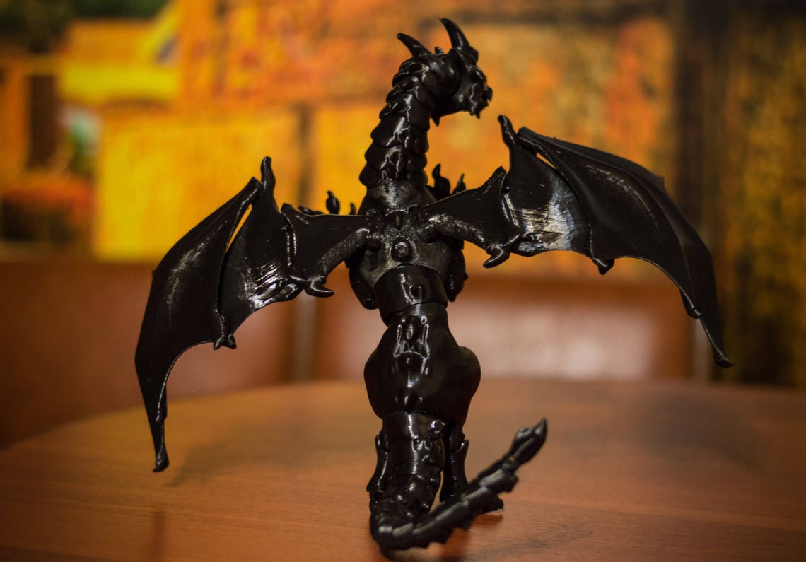 Articulated Black Dragon Dragon Figure Etsy