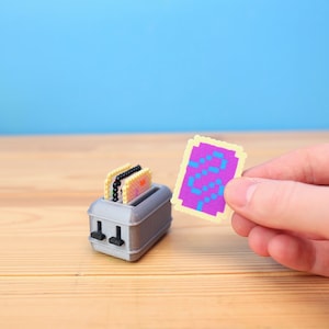 Miniature Toaster Pastry And Toaster set - 3D Printed Toaster - Perler Bead