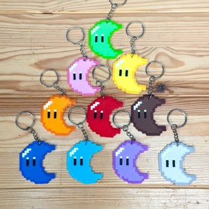 Mario Odyssey Inspired Pixel Art Keychains - All Kingdom&#39;s Moons - Perler Bead Art