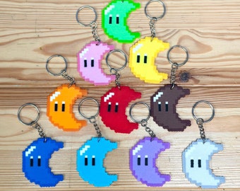 Mario Odyssey Inspired Pixel Art Keychains - All Kingdom's Moons - Perler Bead Art