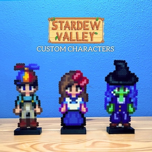 Benutzerdefinierte Stardew Valley Charaktere - Perler Bead Art mit 3D gedruckten Display-Ständern - jedes Outfit / Stil