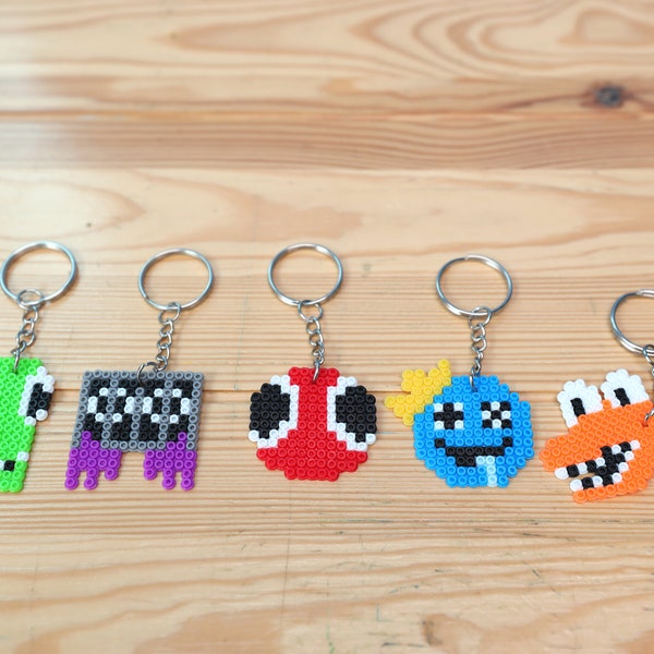 Rainbow Friends Roblox Keychains! Perler Bead Art - Red/Orange/Green/Blue/Purple