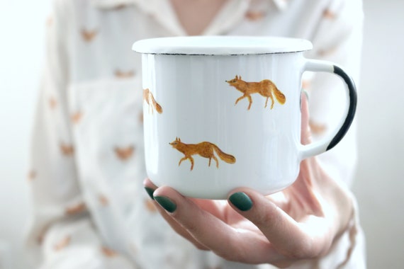 Kubek Emaliowany Fox White Dixie Lion Garnek Etsy