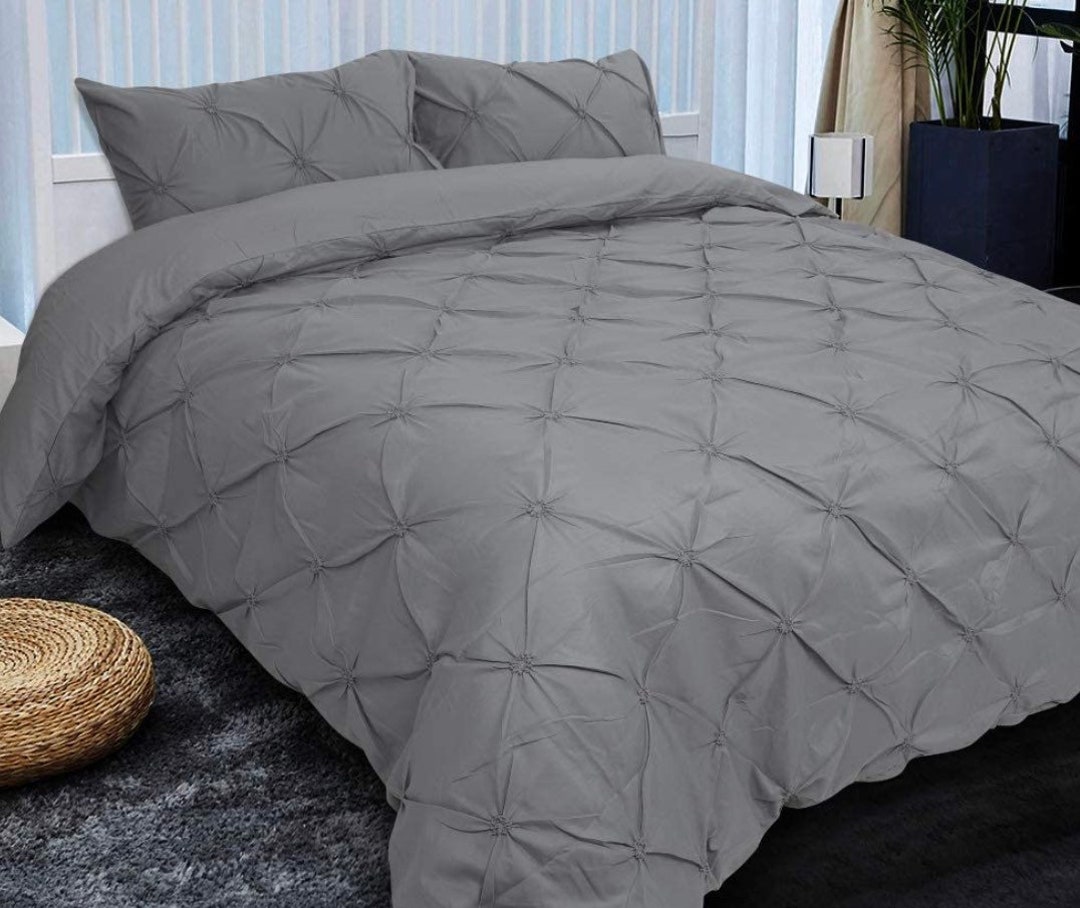 King Size Weighted Blanket 4 Piece Pintuck Duvet Cover 2 Etsy
