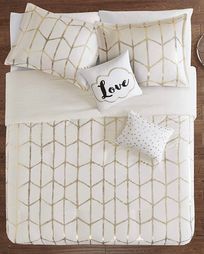 Twin Bed Size Weighted Blanket 68 X 90 Ivory/gold Metallic | Etsy