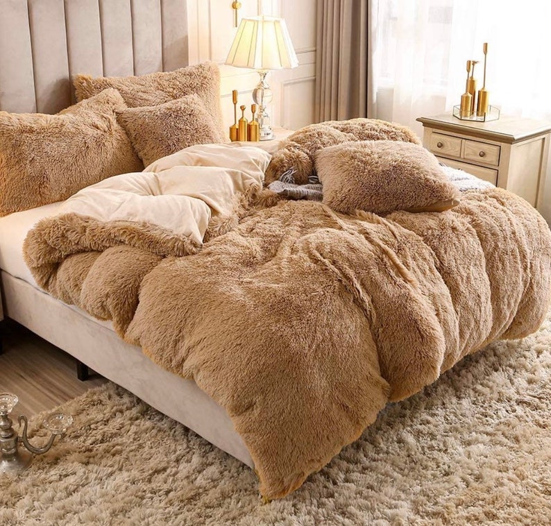Camel King Bed Size Weighted Blanket luxury Plush Shaggy Etsy