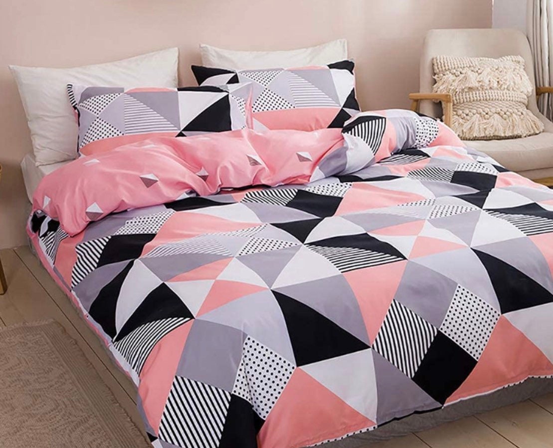Queen Bed Size Weighted Blanket geometric Duvet Cover & Weighted