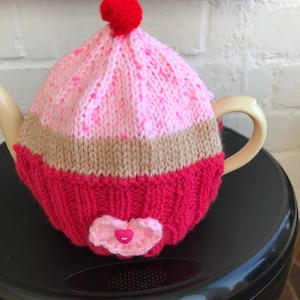 Hand knitted cupcake tea cosy for a Medium teapot