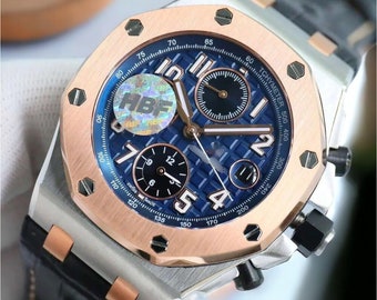 Blaue AP Royal Oak Offshore-Herrenuhr aus Roségold