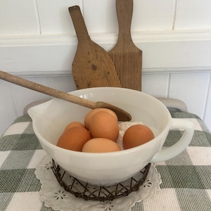 vintage milk glass batter bowl.