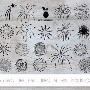 Fuegos artificiales SVG, silueta de fuegos artificiales, 4 de julio svg, Guy Fawkes, fuegos artificiales DXF, 5 de noviembre svg, silueta de hoguera, archivos de corte svg de año nuevo