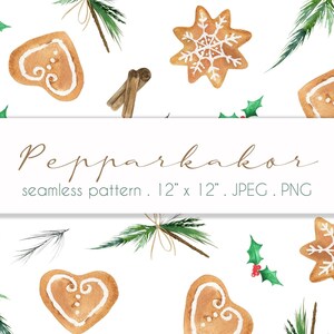 Gingerbread Seamless Pattern, Watercolor Christmas Seamless Pattern ...