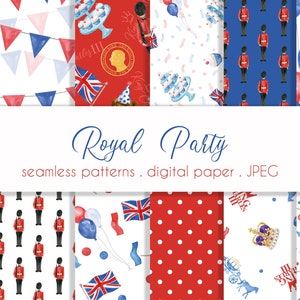 Royal digital paper, Royal seamless pattern, King Charles Birthday, Trooping the Colour, Union Jack pattern