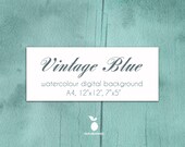 Watercolour Background Vintage Blue, Wood Background Digital Paper, 12 quot x 12 quot 7 quot x 5 quot A4