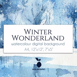 Watercolor Winter Scene Background: Christmas, Frozen (Digital Download)