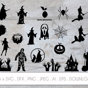 Halloween svg, Halloween Silhouette, Halloween Cut Files, Hexe svg, Horror svg, Halloween DXF, Haunted, Kürbis, Zombie, Zauberer svg