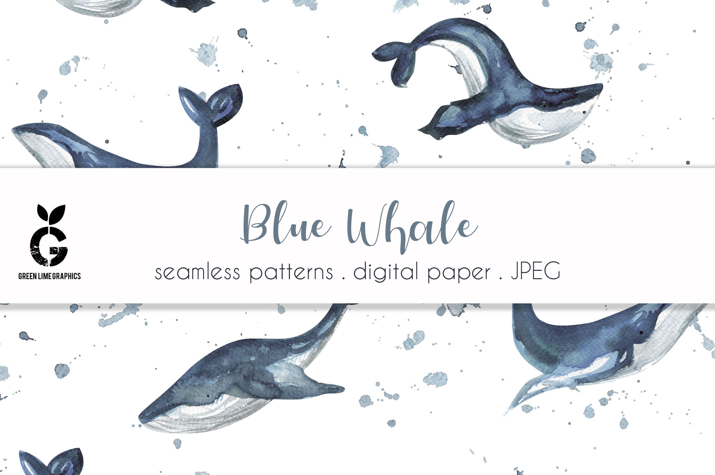 Blue Whale Seamless Pattern: Nautical Digital Paper (digital Download ...