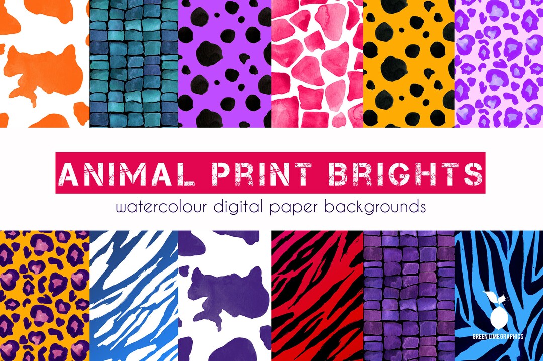 Rainbow Animal Print Digital Paper Watercolor Animal Print - Etsy